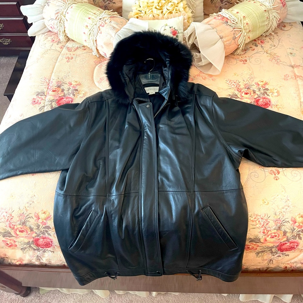 Vintage 90s Plus Size Leather Coat / Jacket